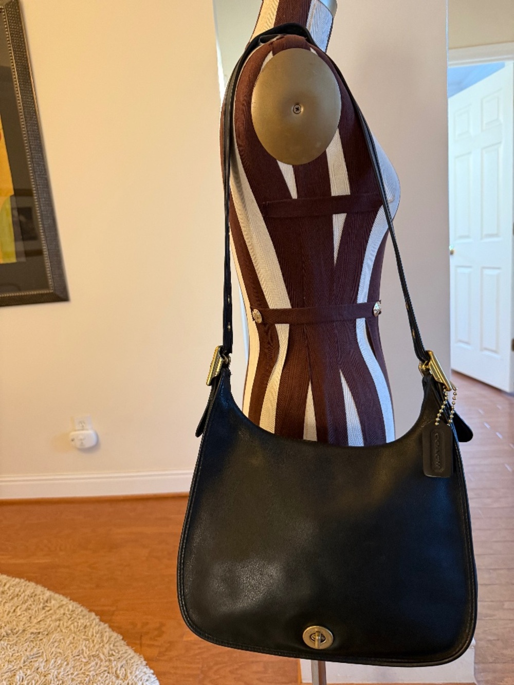 Coach Legacy Crescent Hobo Black Leather Turnlock Shoulder Bag 9718 Vintage